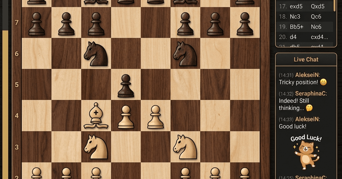 Chess Mates classic wooden chess board showing the starting position